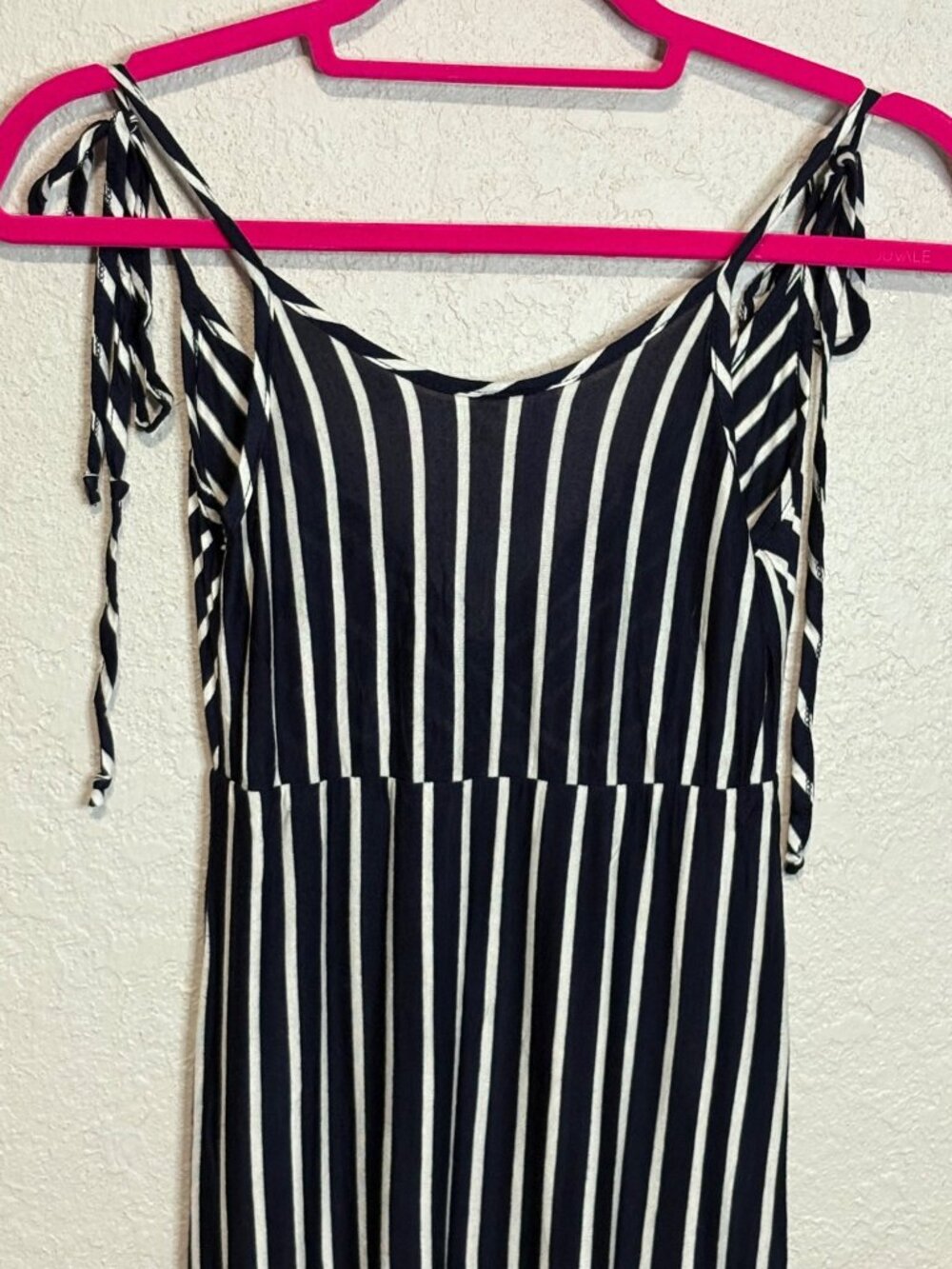 Striped Navy & White Maxi Dress With Adjustable Tie Straps XXS - Picture 9 of 12